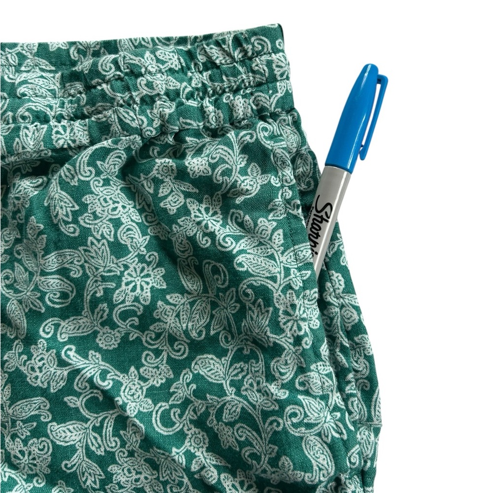 J.Jill 100% Linen Tassel Boho Floral Paisley Embroidered Shorts Size M Coastal - Picture 7 of 9